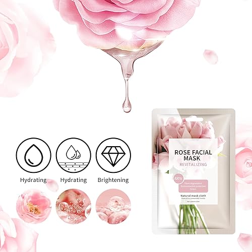 Miniatura 6 de Mascarilla facial para el cuidado de la piel, antienvejecimiento, hojas hidratantes, máscaras faciales de belleza, mascarillas de hoja de rosa para