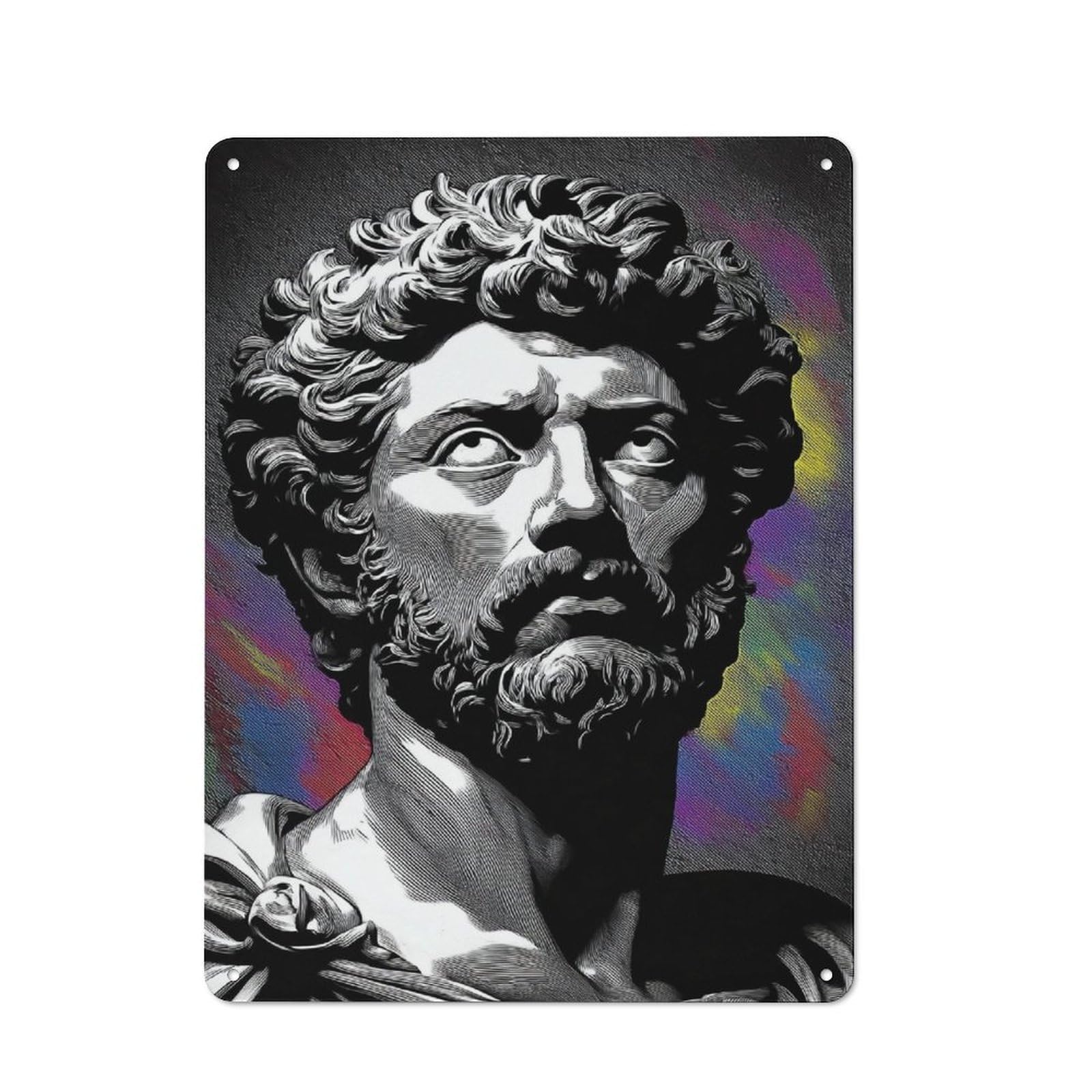 Retro Renaissance Portrait with Modern Twist Vintage Metal Sign 40x30cm, Small Space Decor for Hallway, Home Bar, Garage Or Study