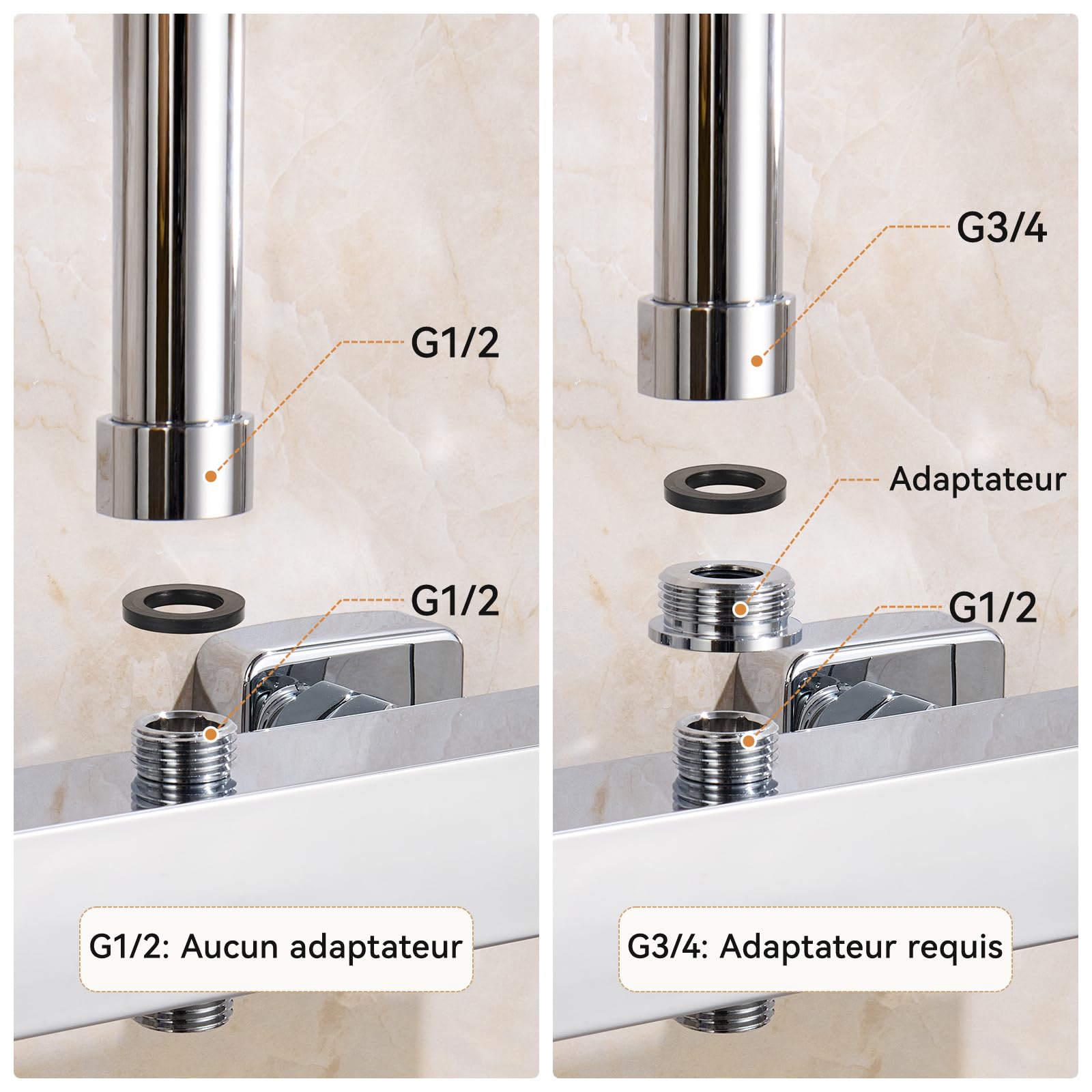 Auralum Mitigeur Thermostatique Douche Anti-Brûlure, Robinet de Douche Thermostatique Chrome avec Corps Froid et Cartouche Anti-Calcaire, Contrôle Précis de la Température 38°C et Débit Réglable