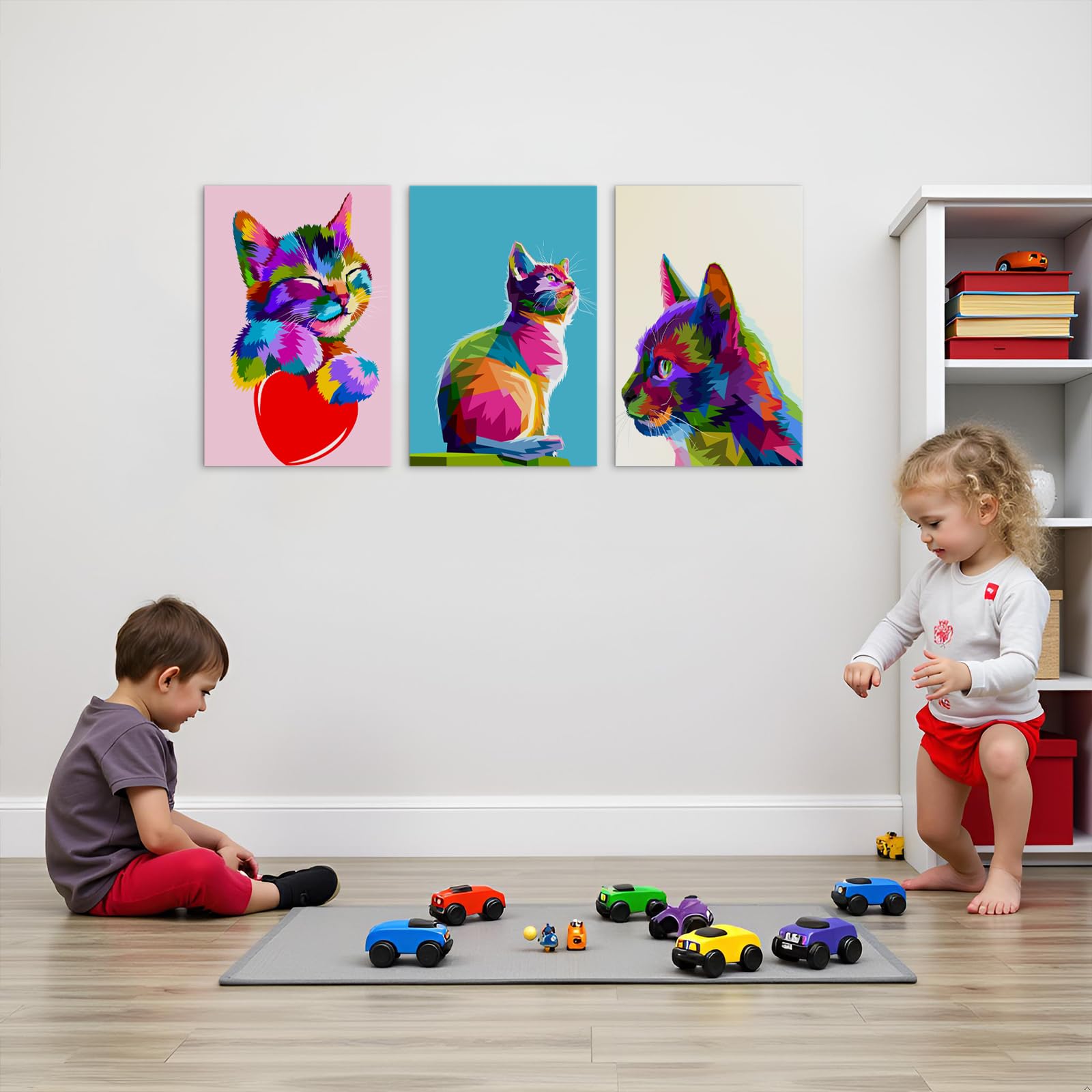 Amazon.co.jp: Mistyefly 3ピース カラフル ポップ 動物 写真 壁装飾