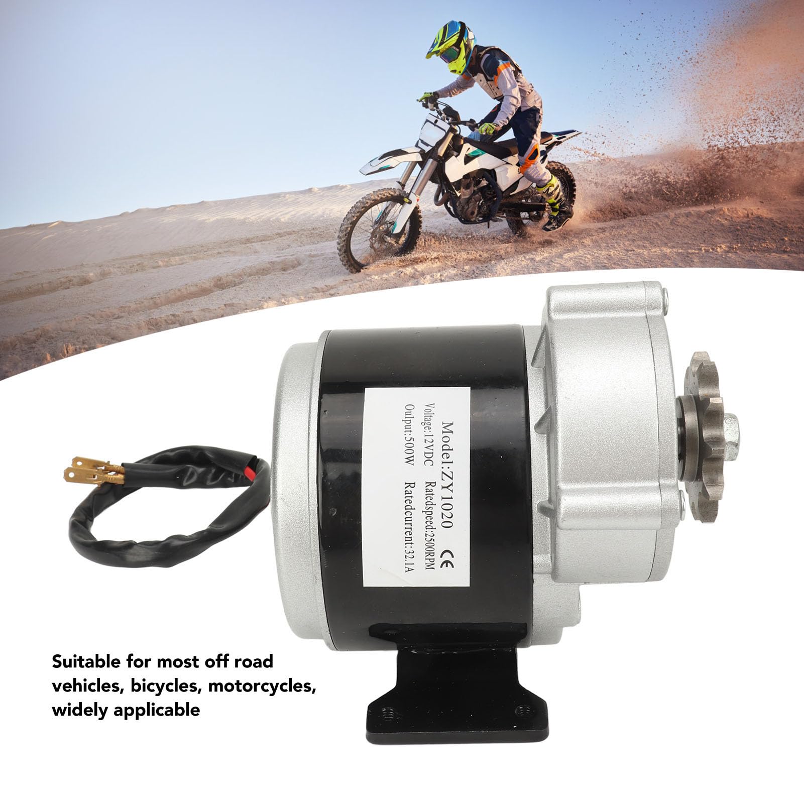 Motorreductor de Vehículo Eléctrico ZY1020, 12V, 500W, Motor Reductor de Engranaje de 11 Dientes para Motocicletas Todoterreno