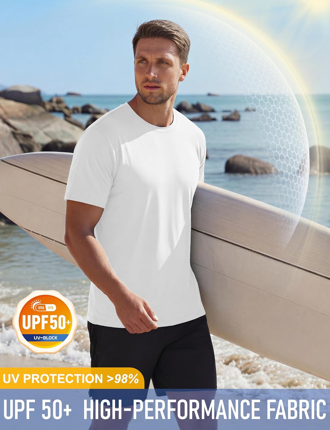 MAGCOMSEN Men's Workout Shirts Dry Fit Short Sleeve Shirts UPF 50+ Moisture Wicking Athletic Swim Tshirt Running Gym Fishing - Image 4