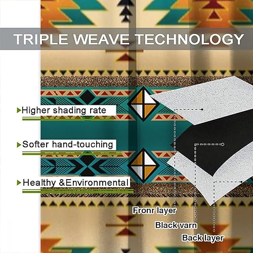 Miniatura 9 de YCness Cortinas nativas americanas, estilo bohemio azteca del suroeste, cortinas decorativas rústicas para sala de estar, dormitorio, casa de campo