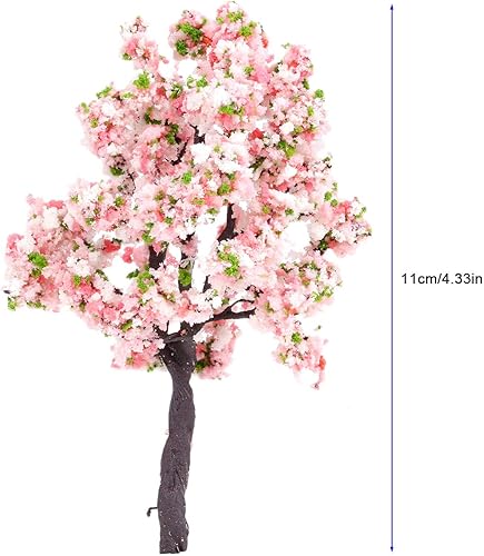Miniatura 2 de Yetaha 10 unidades de árboles modelo de flores rosas, mini racimo de flores de vegetación, modelo de paisaje estático para bricolaje, paisaje,