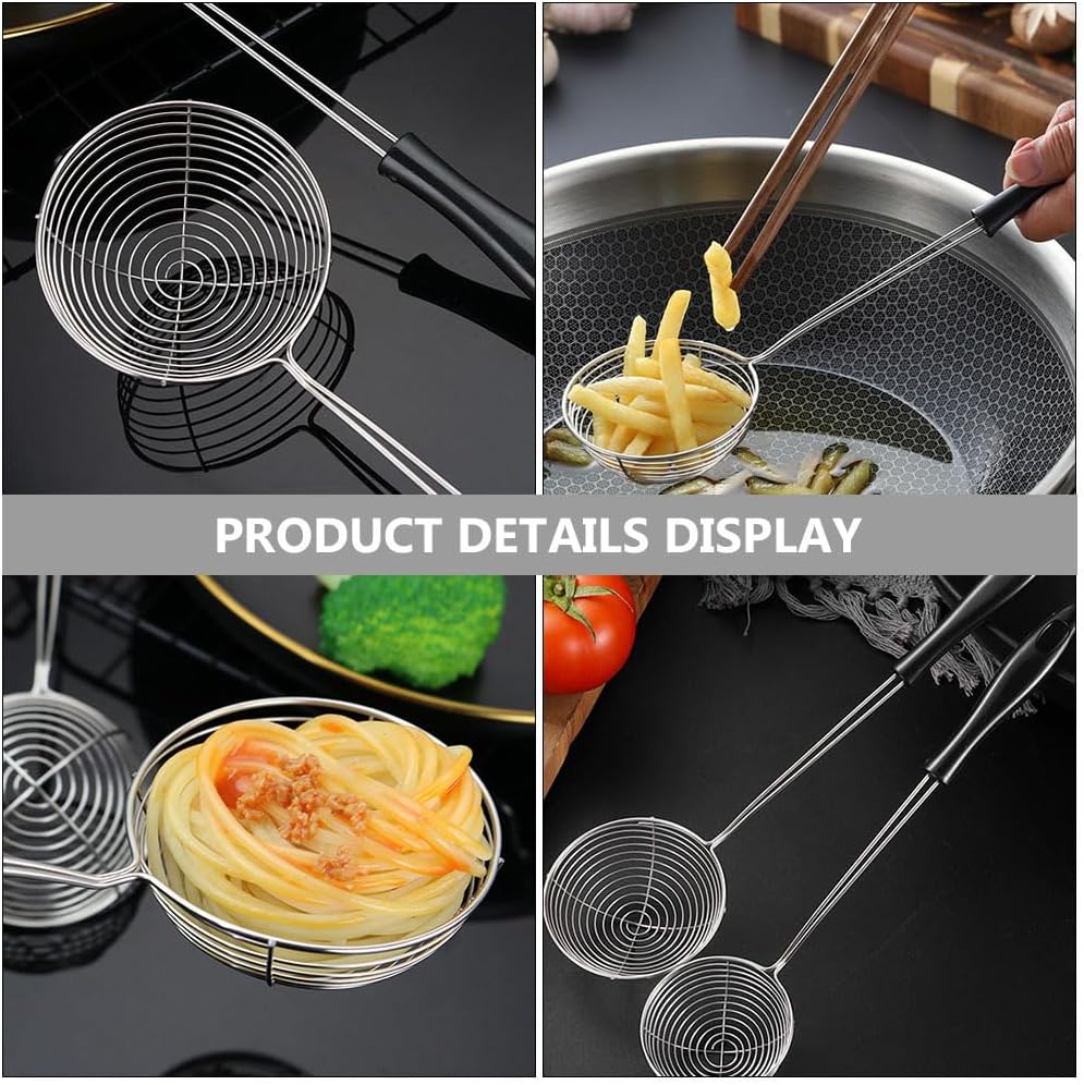 Hemoton Hot Pot Spoon Set Stainless Steel Food Strainer with Fine Mesh Ergonomic Handle Kitchen Gadget for Draining Oil Water Tea and Noodles 4 pack image 5