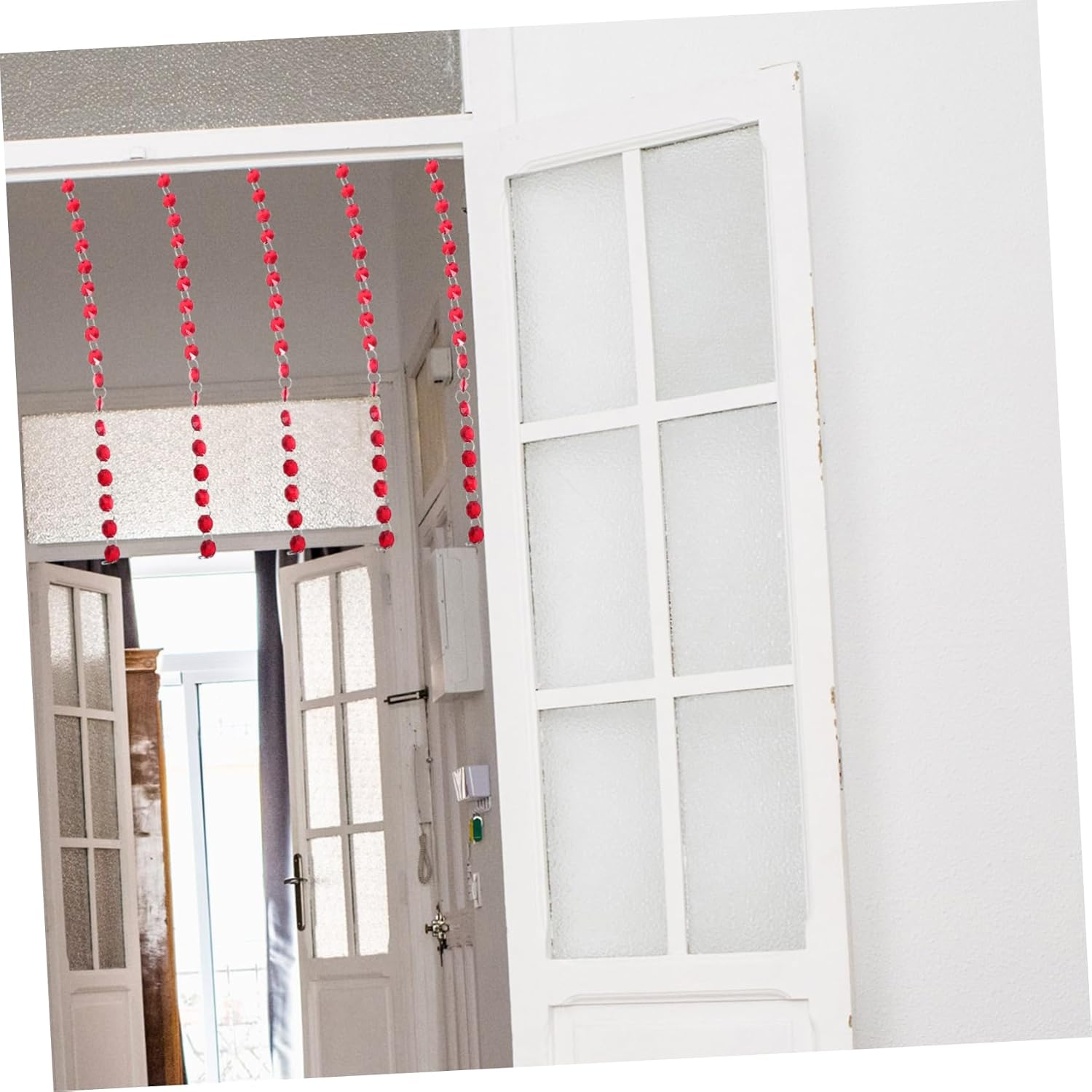 Bead Curtain Macrame Decor Chain Pendant Light Jewelry Garland Macrame Wall Hanging Decor Door Chandelier Prisms Hanging Rhinestone Neon Festoon Beaded Beads Fan Red Metal