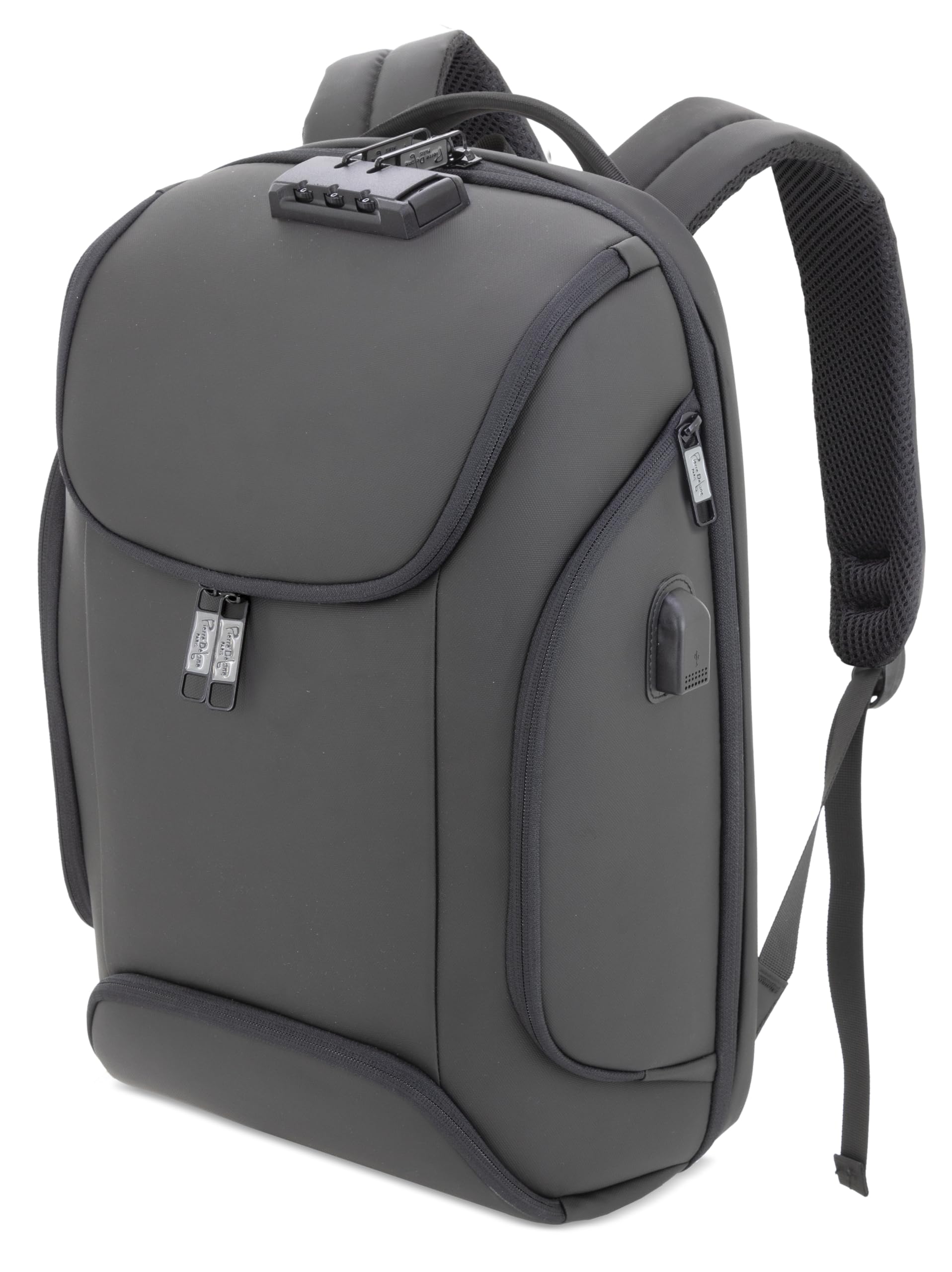 Mochila semirrígida acolchada HOFMAN - Cierre de seguridad - 31x45x13 cm - Compatible con trolley - Bolsillo antirrobo - Compartimento acolchado para portátiles - Entrada USB para Powerbank