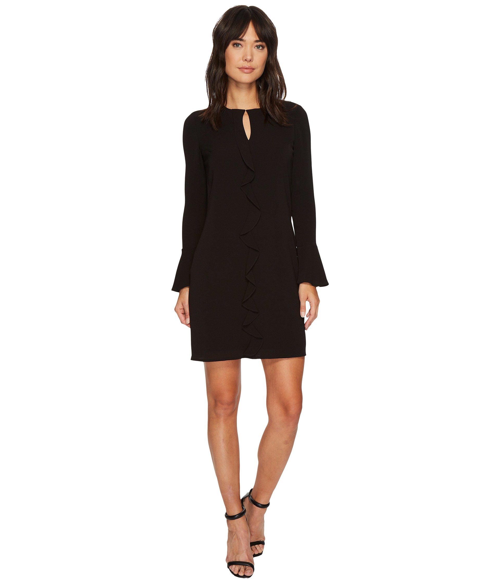 Ruffle Detail Cutout Front Long Sleeve Sheath Dress Ruffle Detail Cutout Front Long Sleeve Sheath Dress