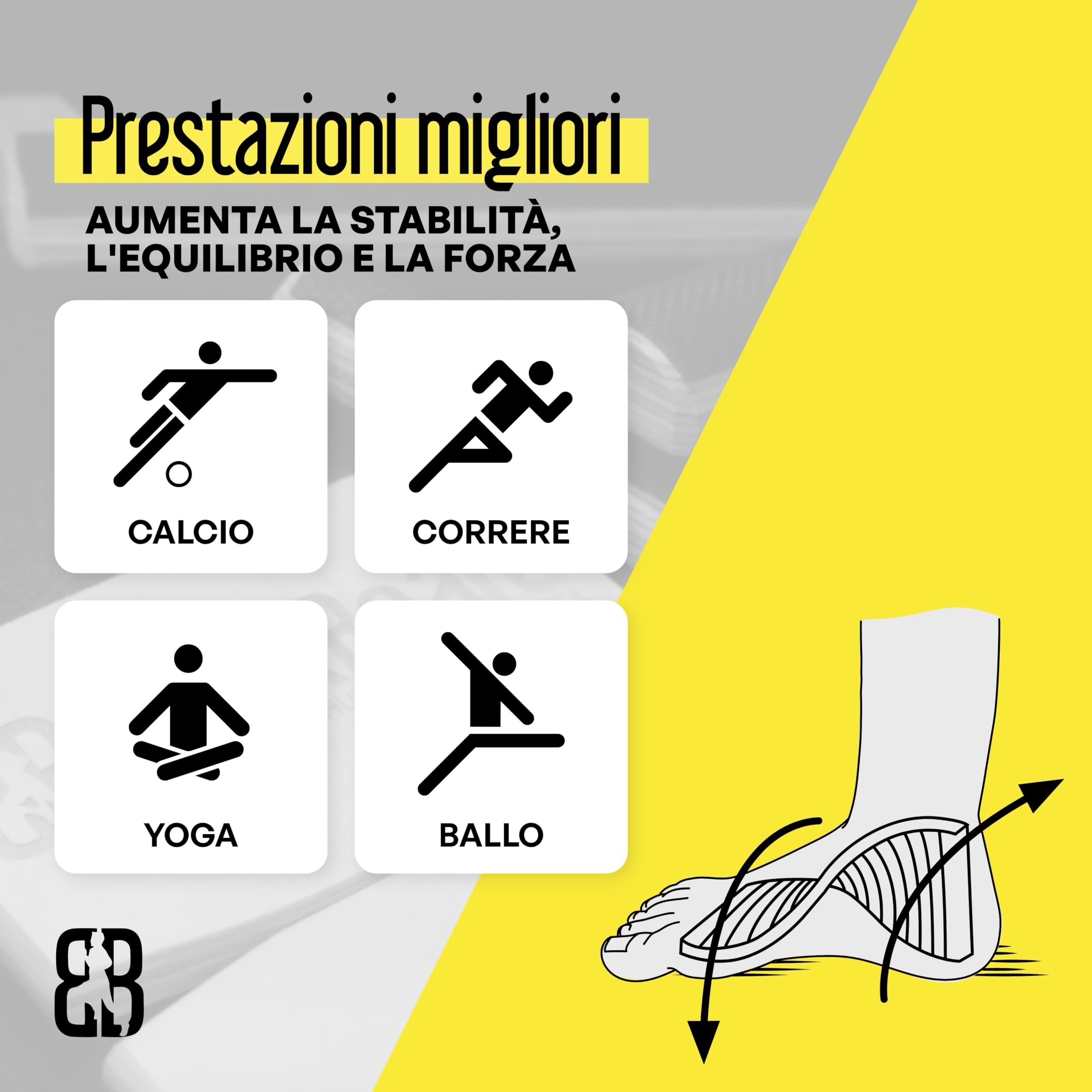 BlackBoard® Dispositivo di allenamento per il piede I Rafforzamento e stabilizzazione del piede | Allenamento dell'asse delle gambe per prevenire dolori articolari | Fisioterapia - Made in Germany