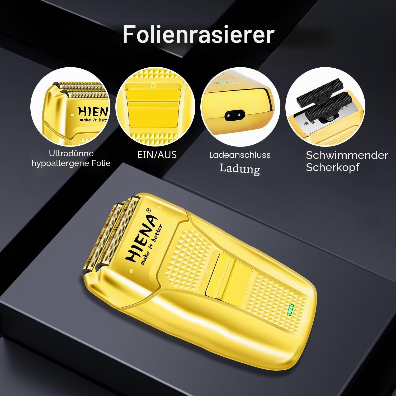 HIENA PRO Barber Set 3 in 1 für Männer, Haarschneidemaschine für Männer, Bartschneider und Rasierer mit LED-Anzeige - Kabellos, Zubehör und Tasche enthalten