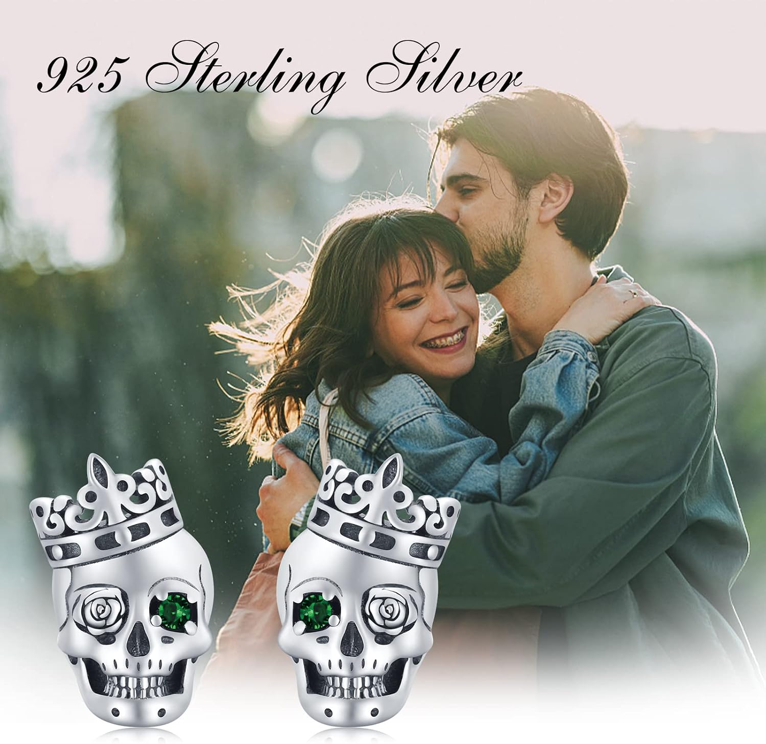 925 Sterling Silver Skull Stud Earrings Hypoallergenic Gothic Halloween Theme Party Skeleton Skull Pumpkin Grim Reaper Mummy Earrings for Men Women Christmas Father's Day, Mother's Day