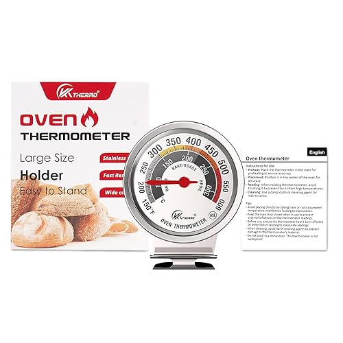 Miniatura 8 de Termómetro de horno con certificación NSF, termómetro analógico KT THERMO de 3 pulgadas con amplio rango de temperatura de 150-600 F, acero