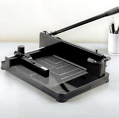 12" Heavy Duty Paper Cutter, 400 Sheet Capacity Paper Cutter for A4 Paper, Paper Cutter for Office, School, Picture Shop, Black?Guillotine Solid Steel Construction