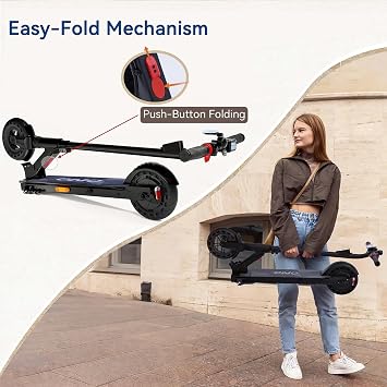 Electric Scooter for Big Kids/Teens - 250W Motor, 15.5 mph Top Speed, Rear Foot Brake, Folding E-Scooter for Riders