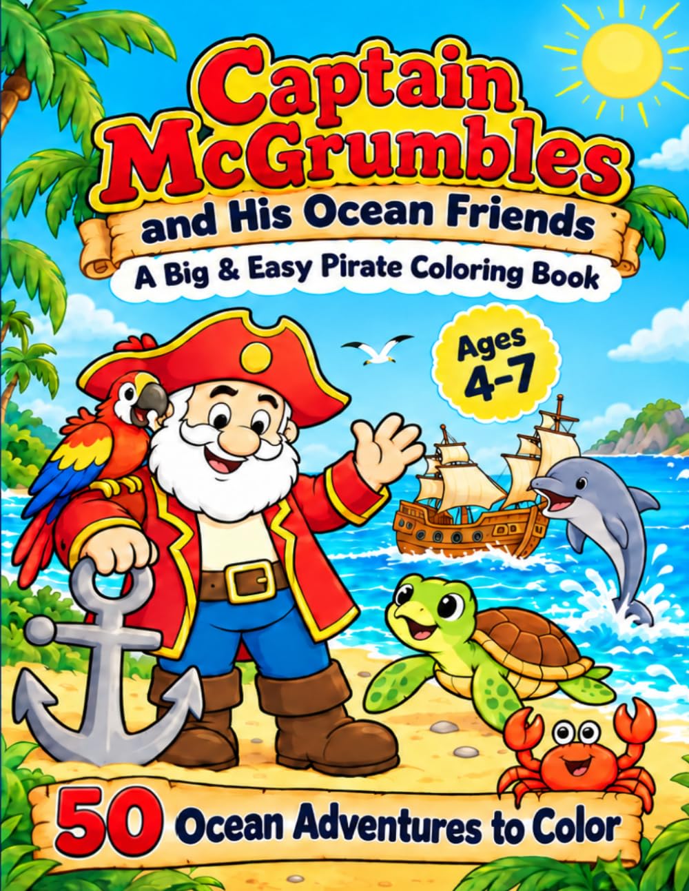 Captain McGrumbles and His Ocean Friends: A Big & Easy Pirate Coloring ...