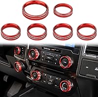 Vista 8 de Cubierta de aluminio para interruptor de aire acondicionado, perilla de consola central compatible con Ford F150 XLT, accesorios 2015-2019, 6 Negro