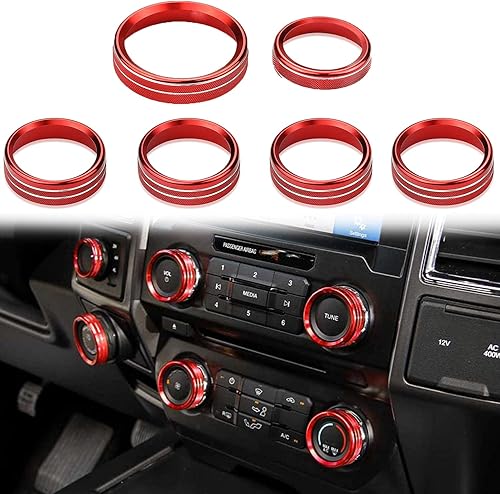 F150 XLT 4WD y perilla del motor de remolque AC VOL cubierta de interruptor de aire acondicionado anillo de ajuste de audio perilla de consola