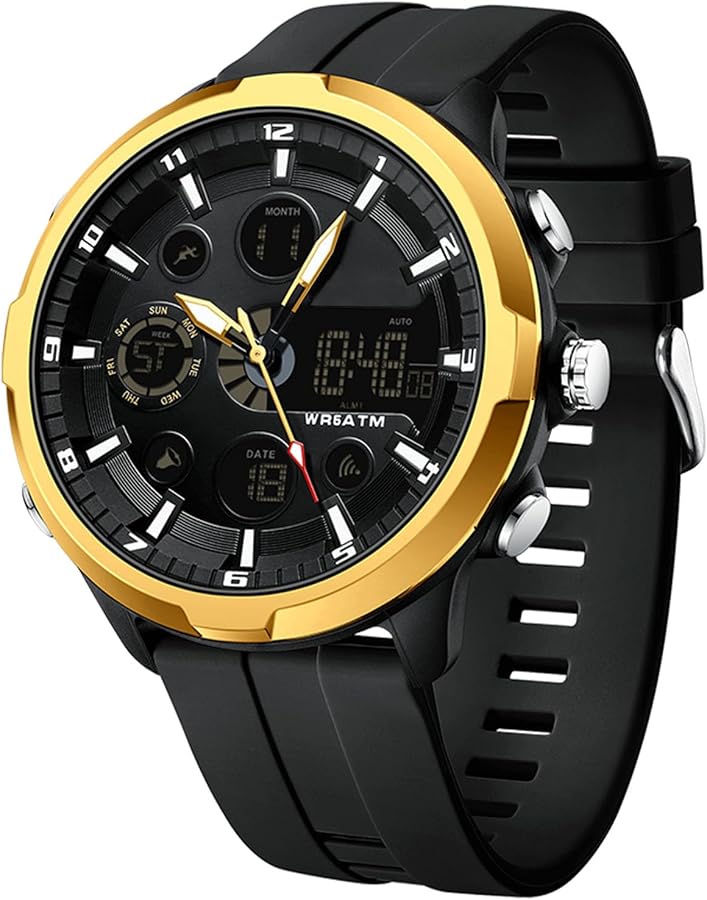 RORIOS Orologio Digitale Uomo – Sportivo Multifunzione, Impermeabile 5ATM, Cinturino In Silicone, 44 Mm