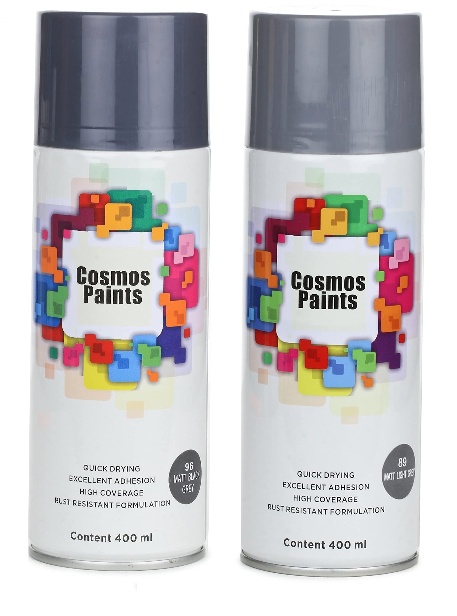 Cosmos Paints Matt Black Grey and Matt Light Grey Spray Paints Combo Pack (400ML-2 Pcs)-image-38