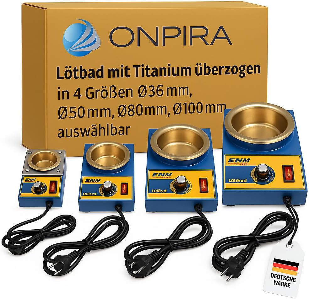 Onpira® Lötbad mit Titanbeschichtung – Profi Löttiegel für Bleifreies &amp; Verbleites Löten | 200-480°C | 4 Größen (Ø36-100mm) | Ideal für Elektronik, Modellbau &amp; Schmuck