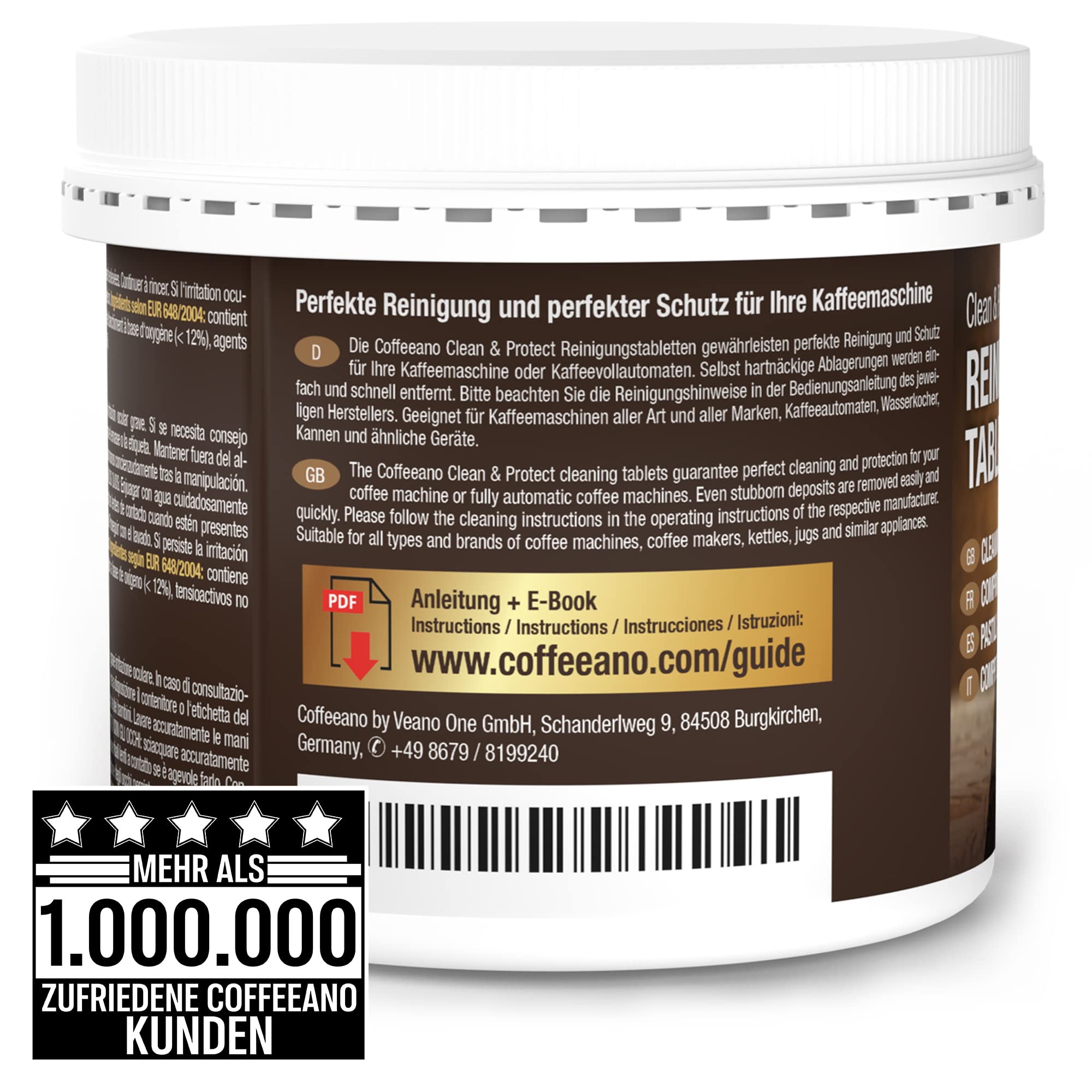 Coffeeano 250 Reinigungstabletten für Kaffeevollautomaten und Kaffeemaschinen. Reinigungstabs für Delonghi, Siemens, EQ Series, Jura, Krups, Bosch, Miele, Melitta, WMF uvm.
