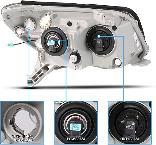 Miniatura 6 de AmeriLite Par de faros delanteros de repuesto para Toyota 4Runner 2006-2009 con barra de tubo LED, color negro, lado del pasajero y del conductor