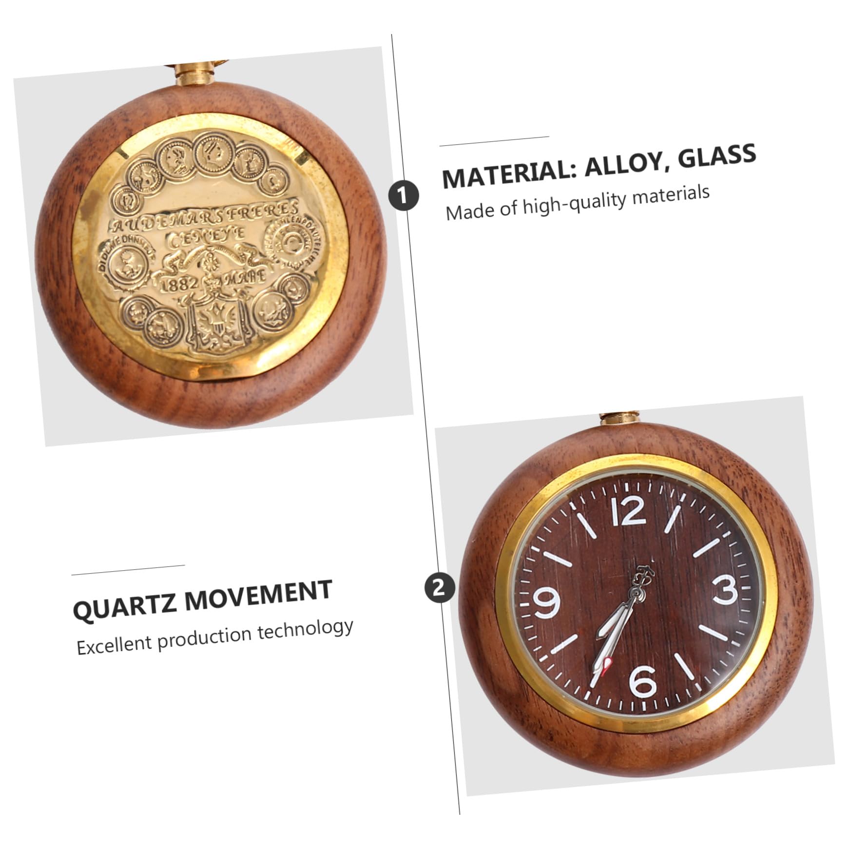 HOMSFOU Reloj de Bolsillo Antiguo Movimiento de Cuarzo Estilo Vintage para Disfraz y Uso Cotidiano