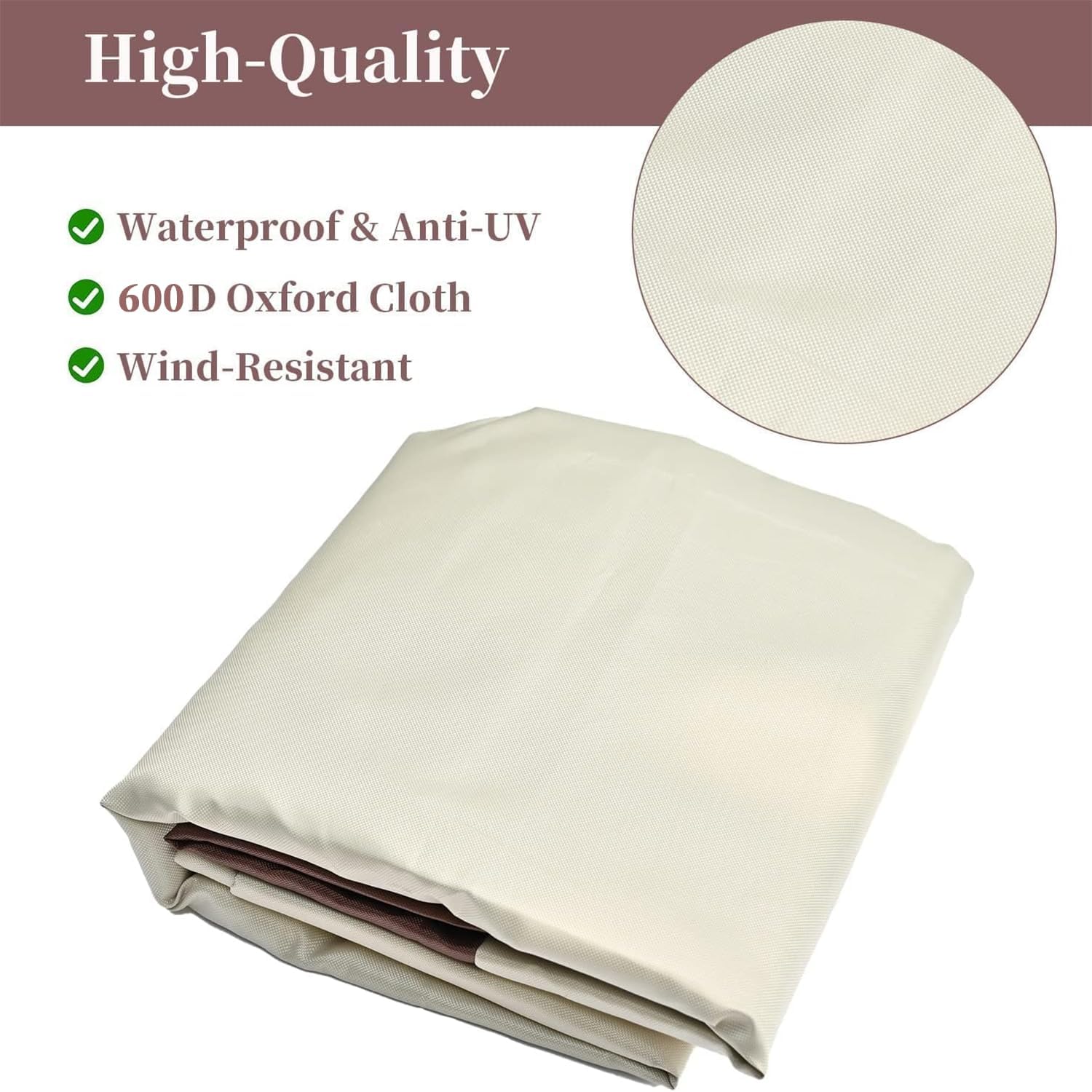 IBC Tote Cover 600D 275 Gallon Water Tank Protective Cover Beige&Brown with Zippers