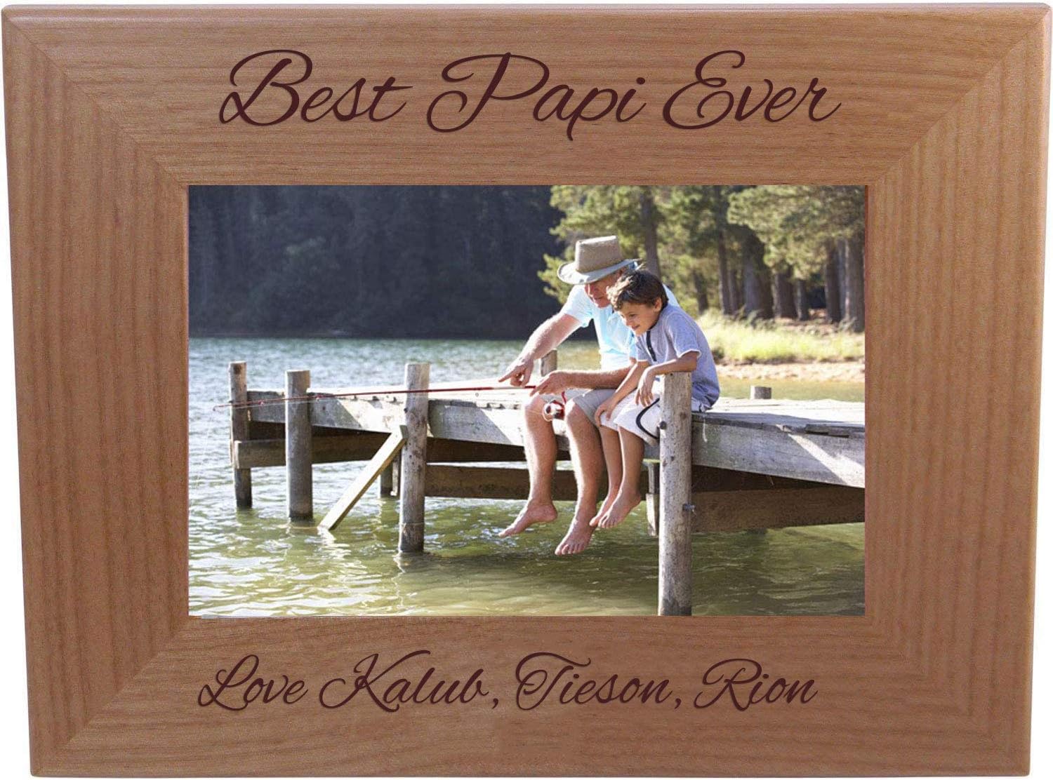 Personalized - Add Your Own Text - Custom - Best Papi Ever Engraved Alder Wood Picture Frame