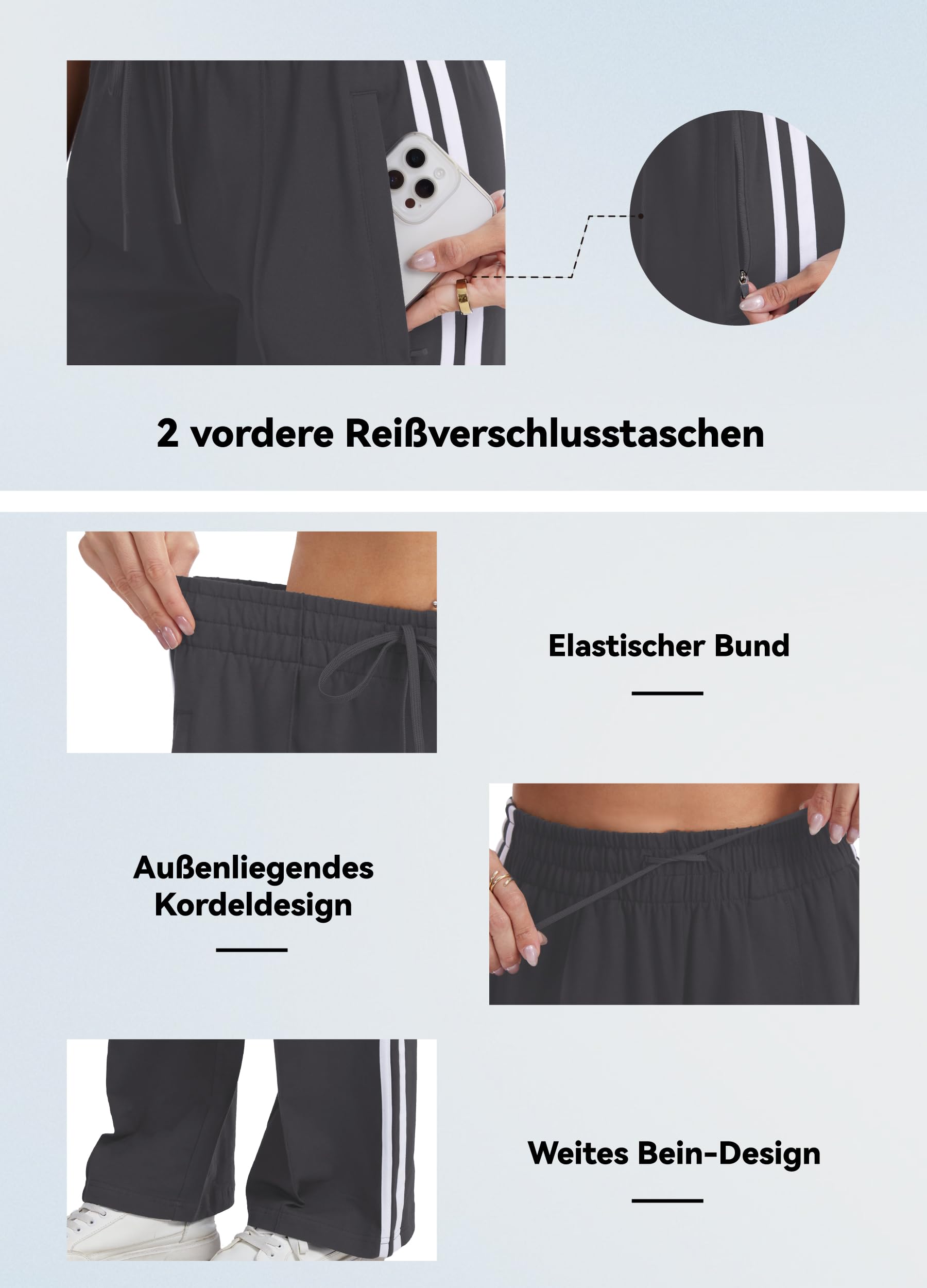 SAFORT Damen 71cm/76cm/81cm/86cm Jogginghose aus Baumwolle Sporthose weit Damen Freizeithose Sweathose Baggy mit Taschen für Alltag Causal