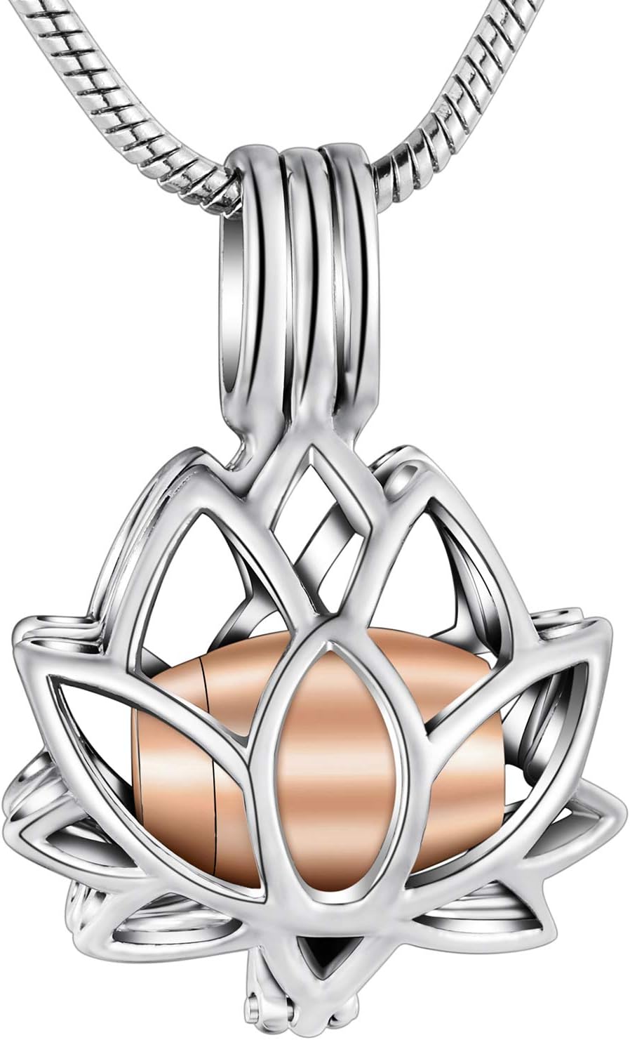 Urn Necklace for Ashes Lotus Flower Ashes Necklace for Human Stainless Steel Memorial Keepsake Urn Necklace for Men Women Ashes Holder