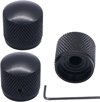 Taiss/3pcs Black Metal Dome Knobs Electric Guitar Volume Tone Control Knobs, Metal Volume Tone Knob,Suitable for 6mm Shaft ,with Inner Hexagon Spanner Knob-10BK