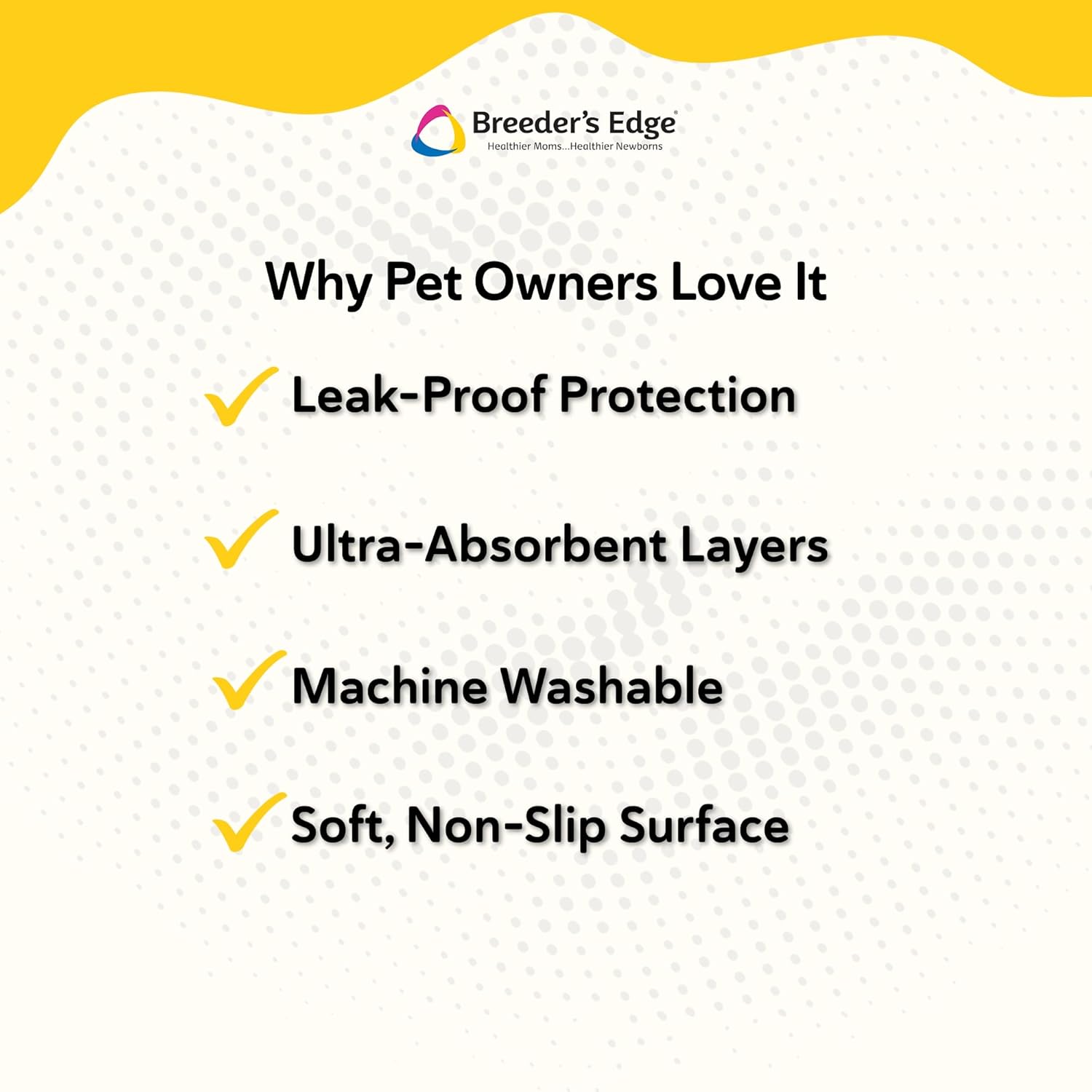 Breeder’s Edge Repeat Pad, Reusable Whelping Pad for Dogs and Pets, Leak-Proof and Washable, Ultra-Absorbent Four-Layer Crate Mat, Ideal for Home and Travel, 36 x 36 Inch, 1 pk