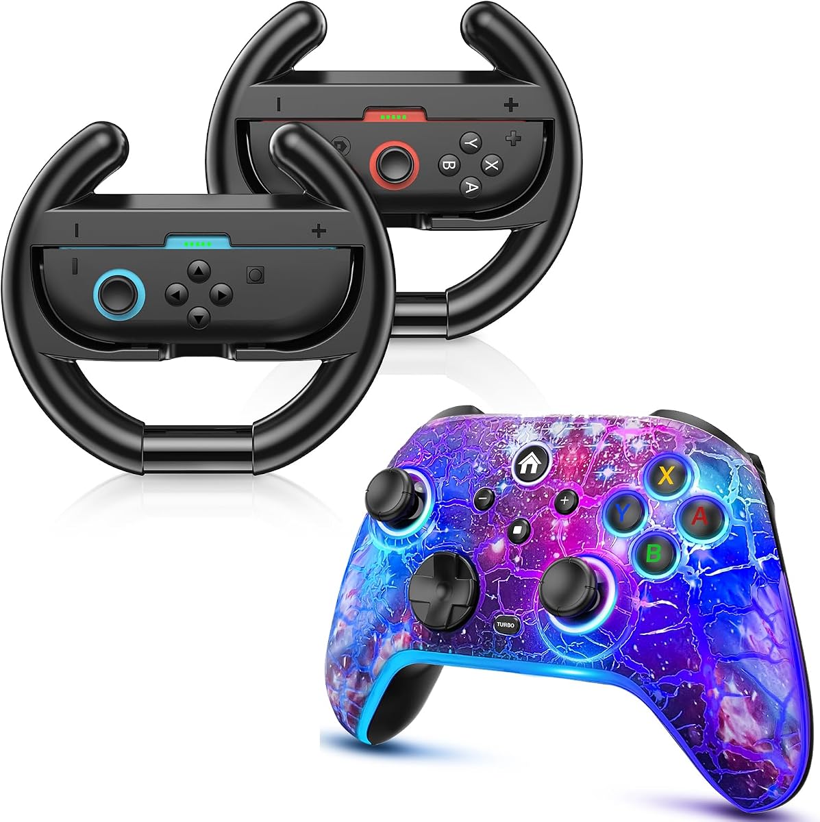 ZRZLMVP Controlador inalámbrico Switch Pro para Nintendo Switch/OLED/Lite/Switch 2, Volantes Switch para Nintendo Switch 2 JoyCon Controllers, Switch 2 Racing Wheels para Mario Kart World/8 Deluxe