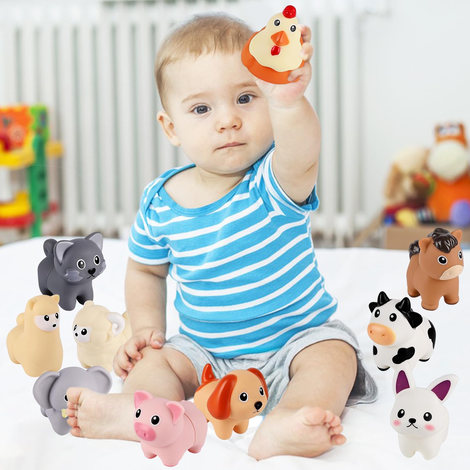 Binnan 10 Pezzi Giocattoli Montessori per Bambini, Montessori Giochi Bambini, Mini Animali Della Fattoria Set, Giochi Bambini 2 Anni Montessori, Regali per Bambini