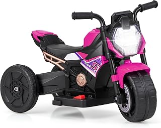 HONEY JOY Ride On Motorcycle, 3 Wheel Toddler Motorcycle with LED Light, Music, Foot Pedal, Forward/Backward, Expandable Rear Wheel, 6V Battery Powered Electric Motorcycle for Kids Boys Girls (Pink)
