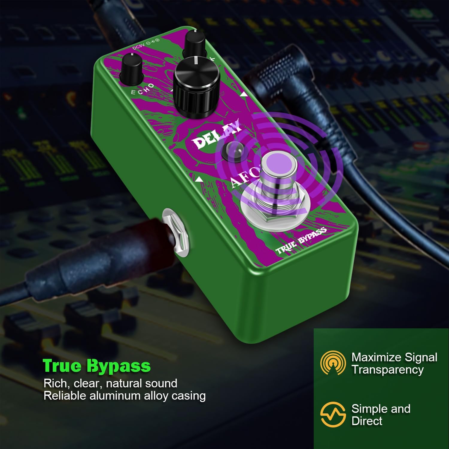 Analog Delay Guitar Pedal, Green Delay, Mini Size, True Bypass