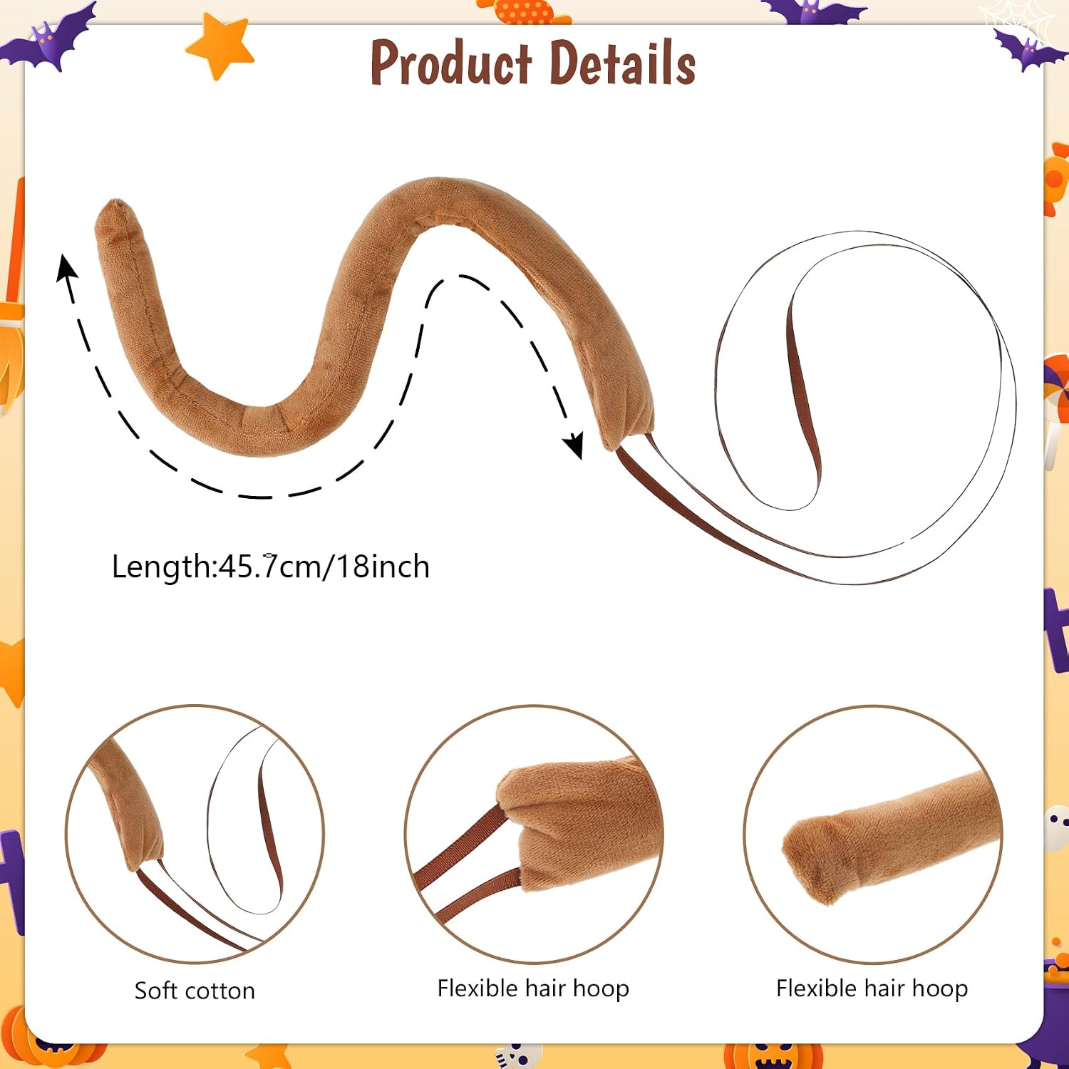 3Pcs Halloween Dog Costumes Accessories Include Brown Dog Ears Headband and Tail Collar for Men Women Halloween Animal Cosplay Party Supplies