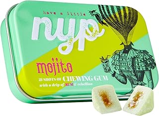 NYP Sugar Free Mojito Lime Chewing Gum, Aspartame Free Mojito Cocktail Flavour Filled Rum Gum Tin, Vegan, 21 Pieces