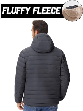 MAGCOMSEN Men's Puffer Jacket Winter Sherpa Fleece Lined Jacket Warm Coat