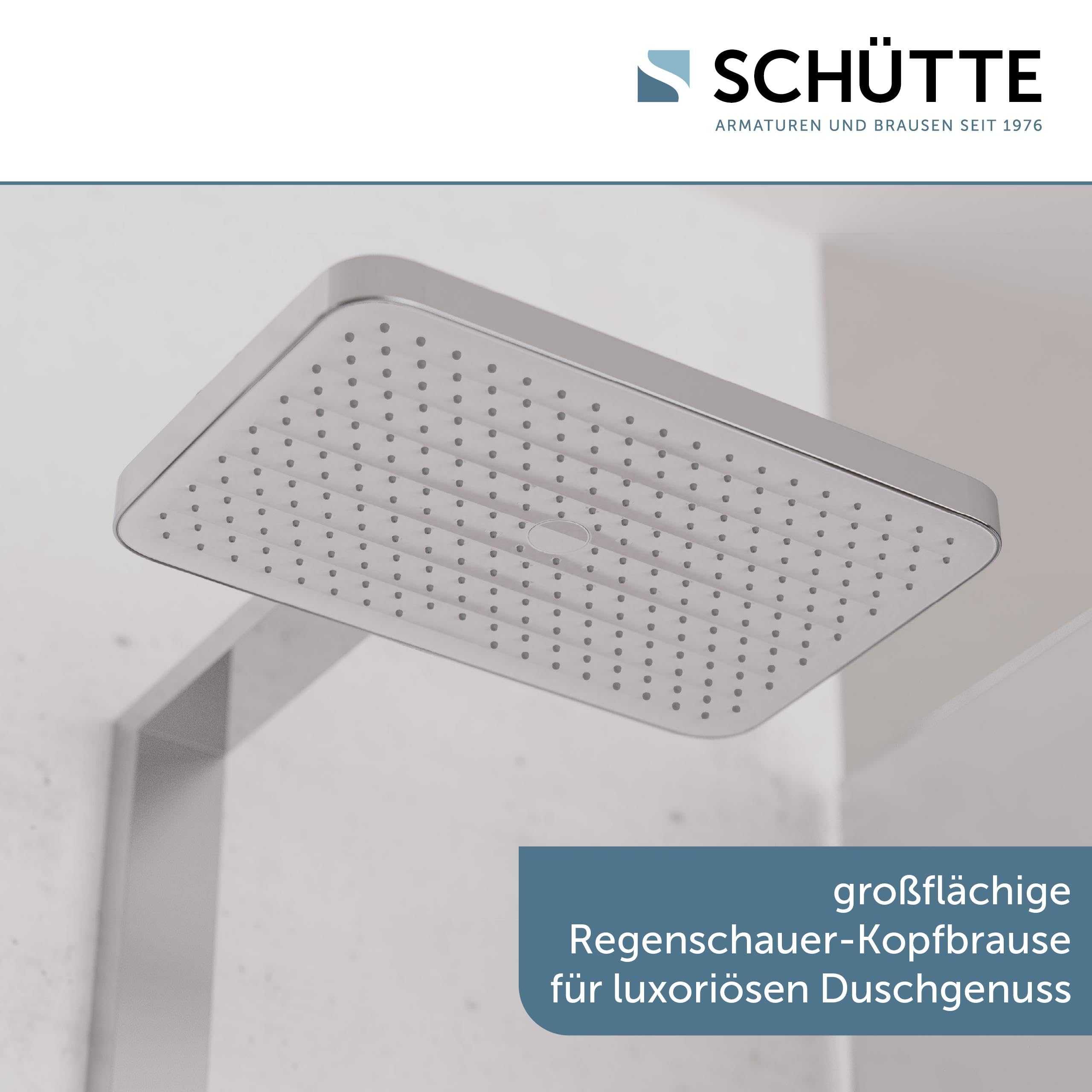SCHÜTTE 60685 LA PALMA Duschsystem mit Regendusche und Duschsäule, 36x24 cm Edelstahl Duschkopf, Duschset ohne Duscharmatur, Duschstange mit Hand- und Kopfbrause, Chrom