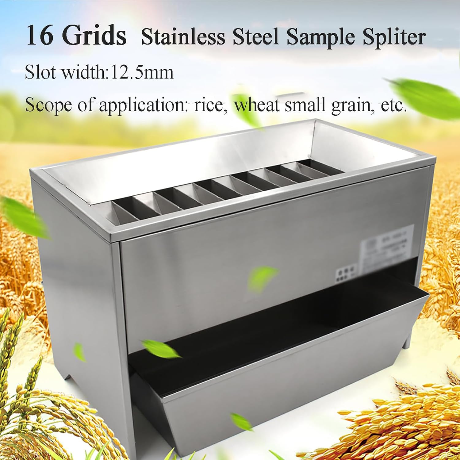 Seeds Sample Divider, 16 Grids Grain Divide Sampler,with 3 Hoppers, 1200g Maximum Weight,for Rice Wheat Small Grain