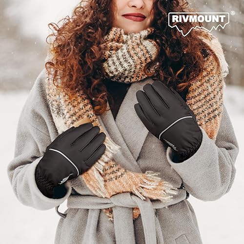 Miniatura 6 de rivmount Guantes de invierno para mujeres y hombres, guantes térmicos de esquí para clima frío con cálidos, impermeables, pantalla táctil para