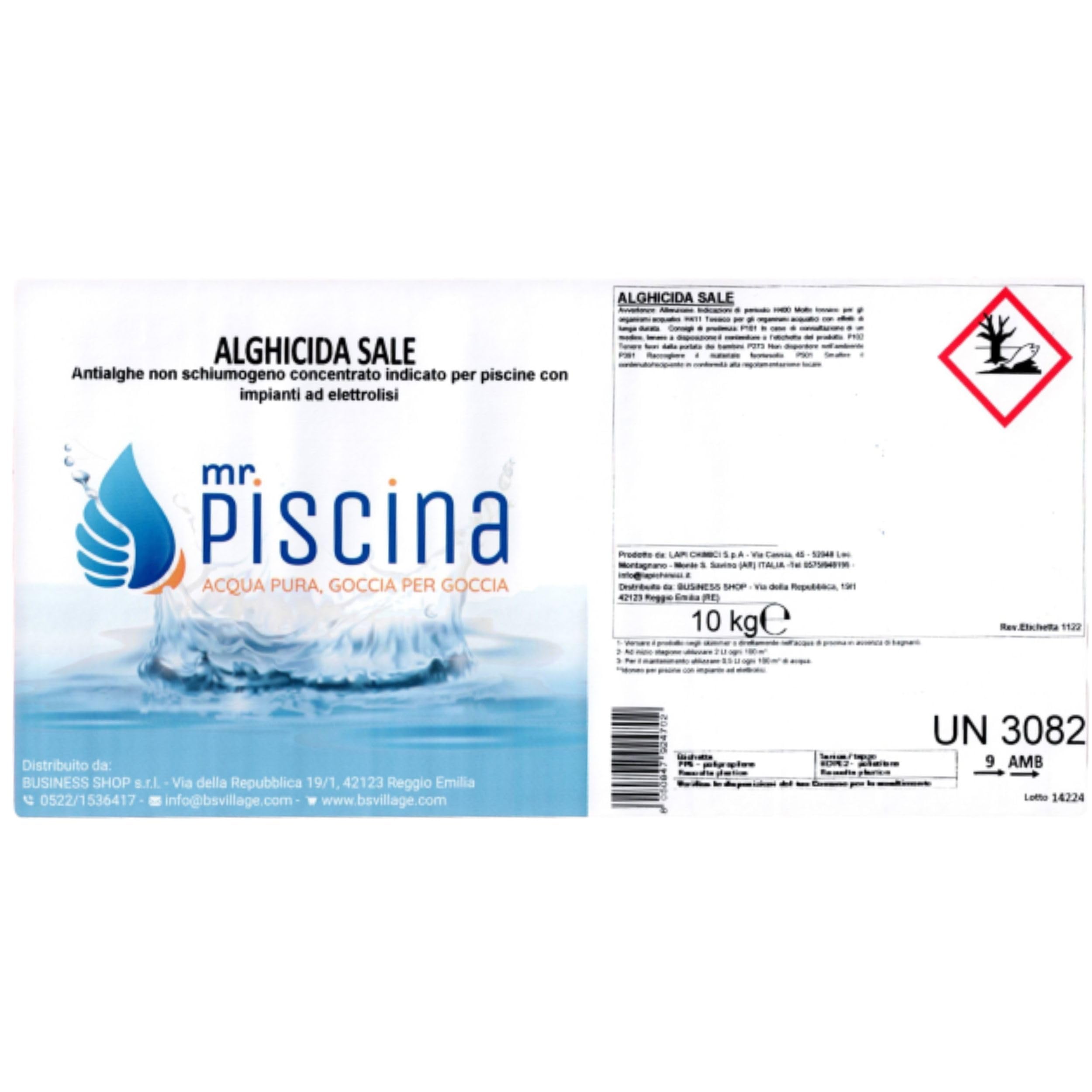 Antialghe per piscina ALGHICIDA SALE - Anti alghe Concentrato Non schiumogeno, azzurrante per piscina a sale (10 L)