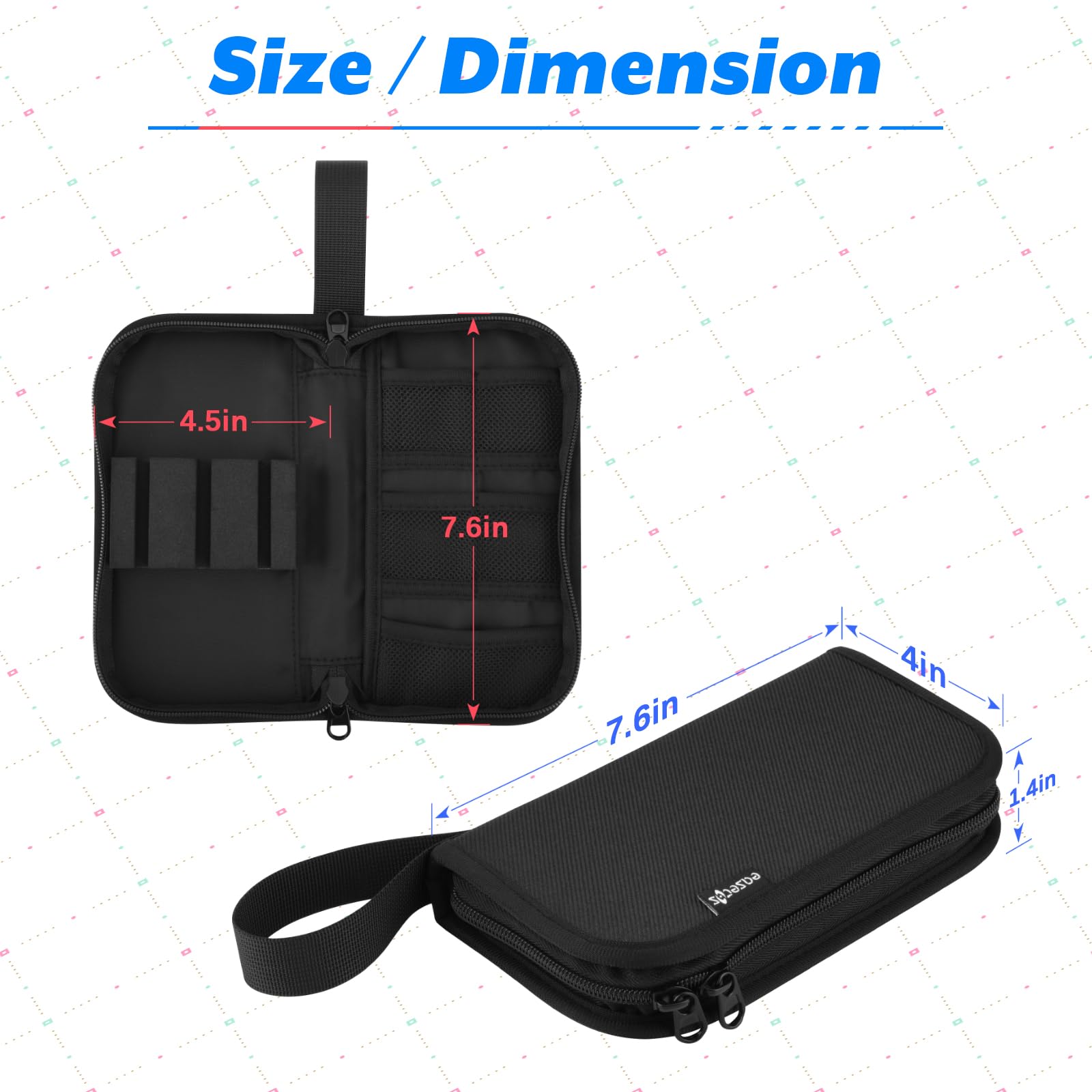 Easecos Dart Wallet Organizer - Compact Travel Storage Case Bag & Carrying Pouch for Steel & Soft Tip Dart, Holds 3 Assembled Darts, Tip, Shaft, Flight & Accessories, Fits for Game Tournament Player