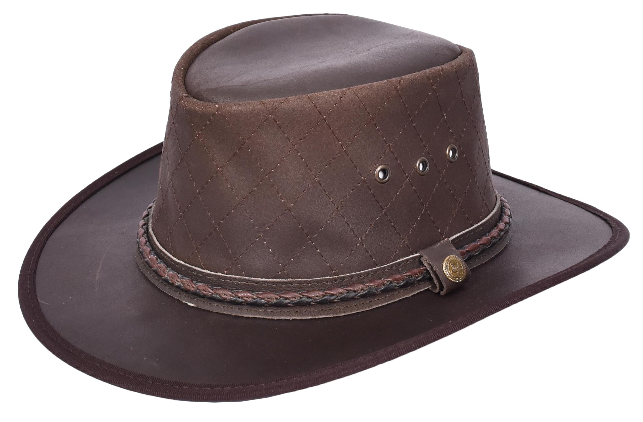 Sombrero australiano de piel auténtica, estilo vaquero, color marrón Ozzy