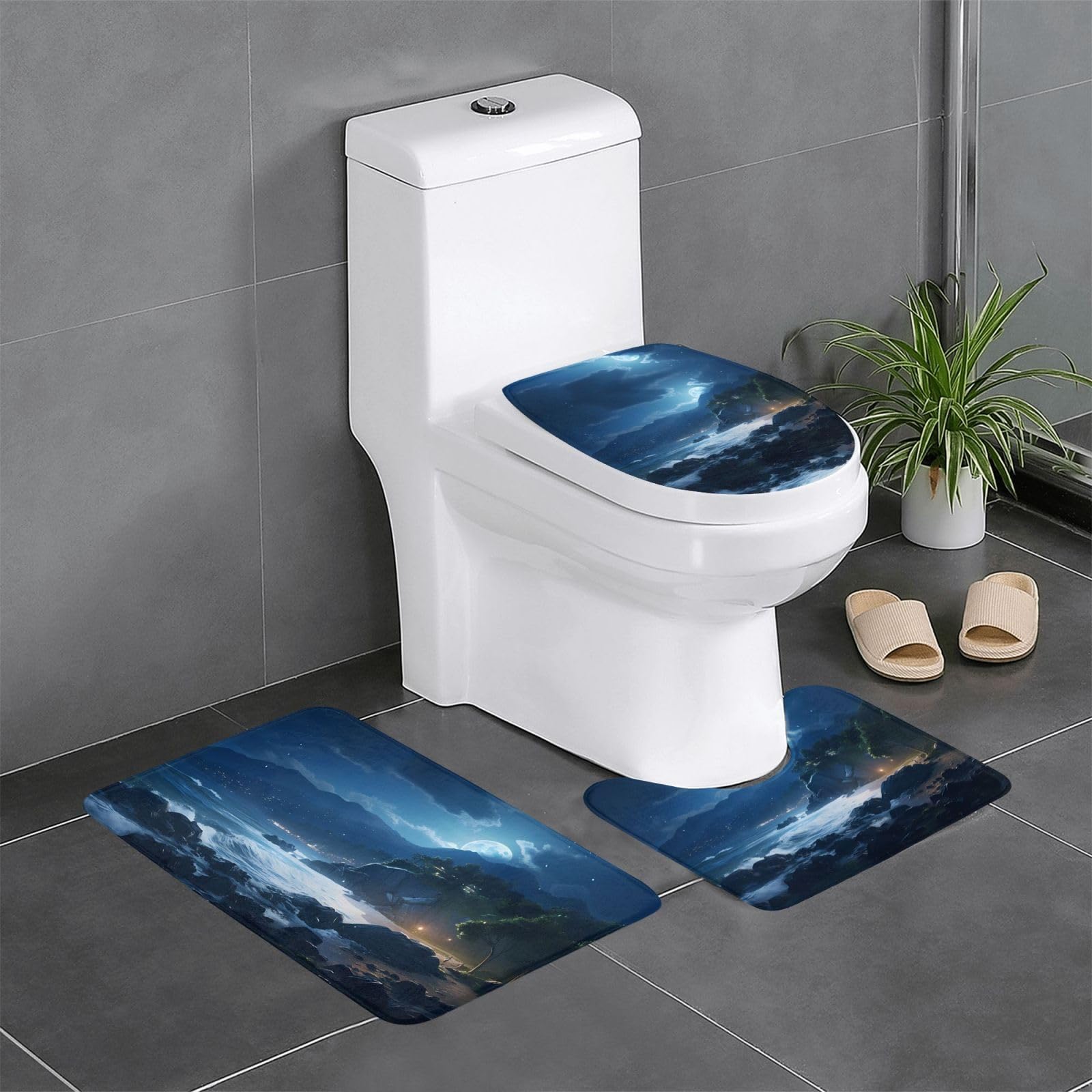 Tapis de bain antidérapant sécurisé lot de 3 absorbant pour toilettes et coiffeuse