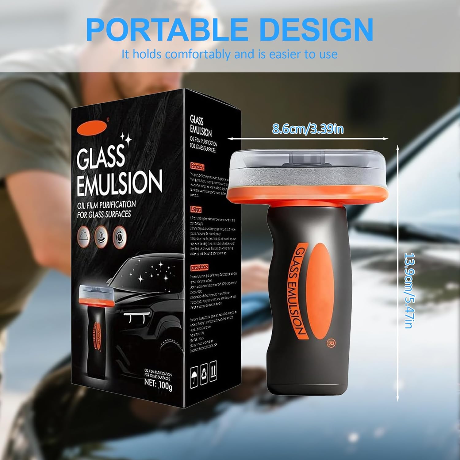 2026 New Handheld Glass Oil-Film Remover, Glass Emulsion Cleaner Cleaning Board, Automotive Oil Film Cleaning Brush for Car Windows (1 Pcs) - Image 2