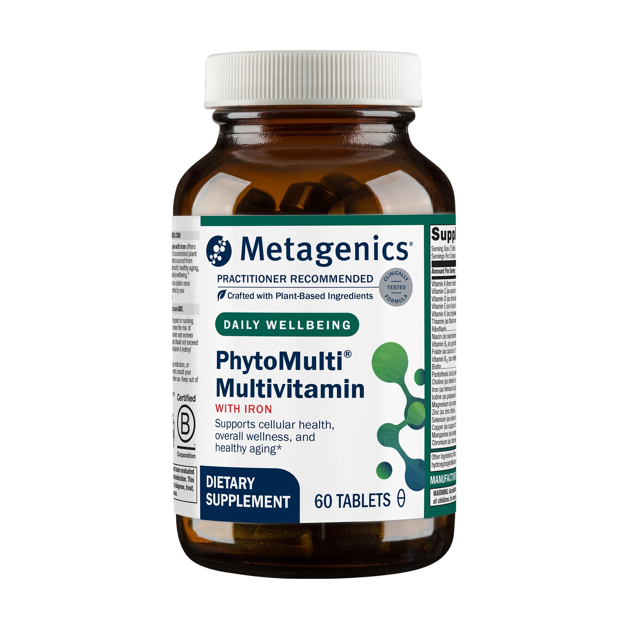 Metagenics PhytoMulti with Iron, Iron Bisglycinate 18 mg, 60 Tablets
