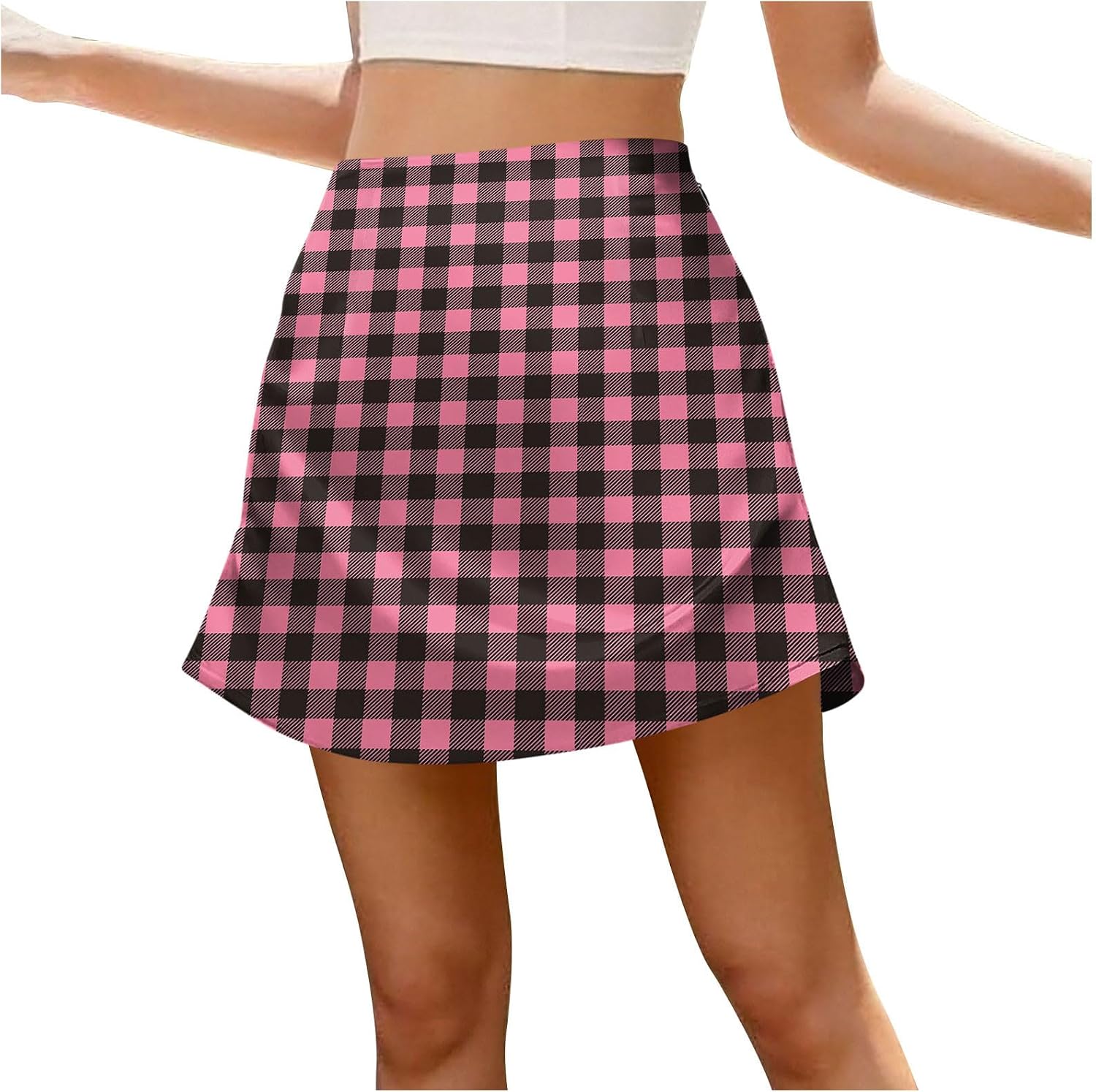 Oplxuo Women's Polka Dot Mini Skirt High Waist Flared A-Line Short Skirt for Summer